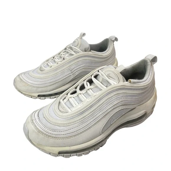 Nike Air Max 97 Triple White Sneakers - Girl/Boy Size 5.5Y - Picture 2 of 10
